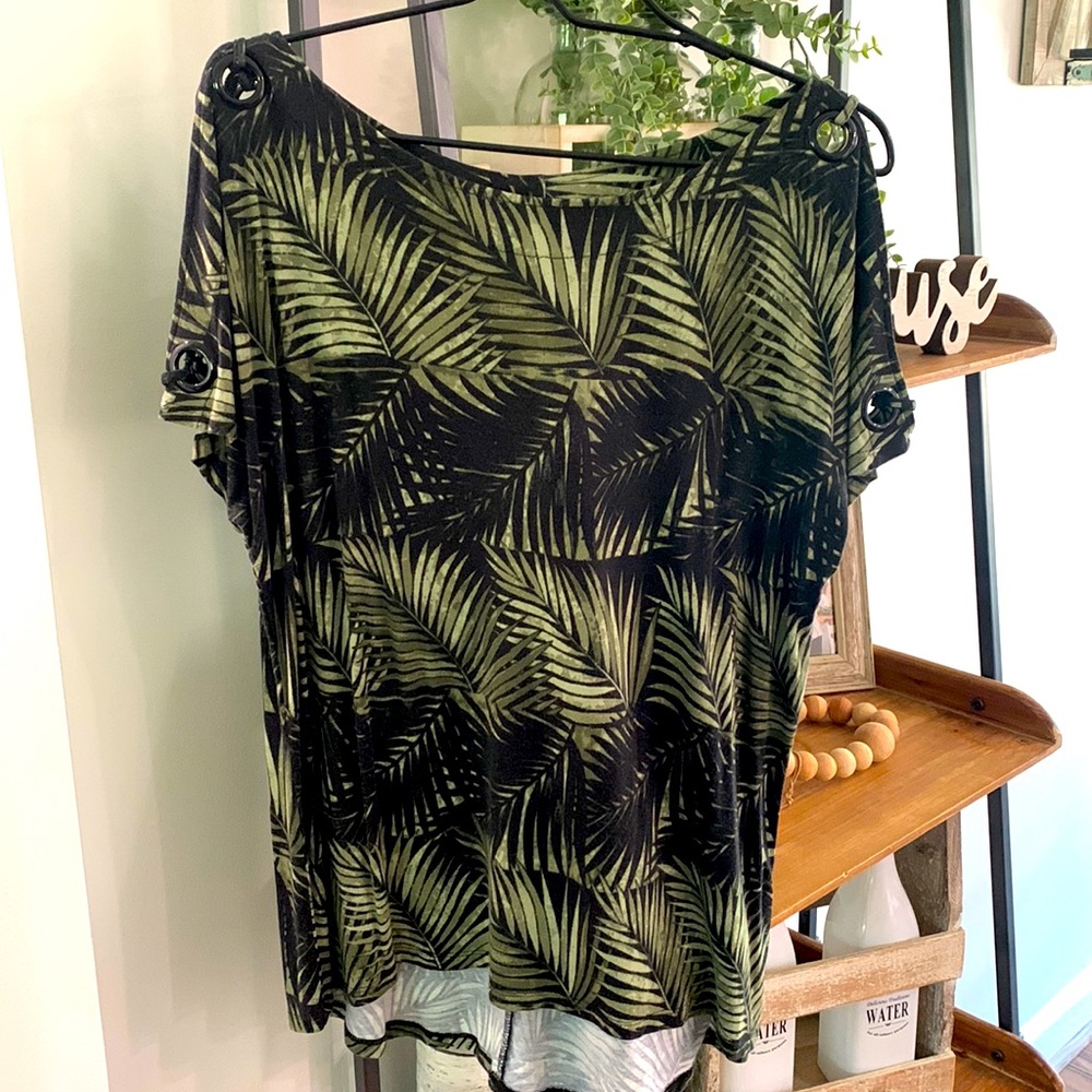 Palm branch casual blouse
